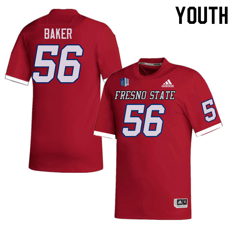 Youth #56 Ben Baker Fresno State Bulldogs College Football Jerseys Stitched-Red